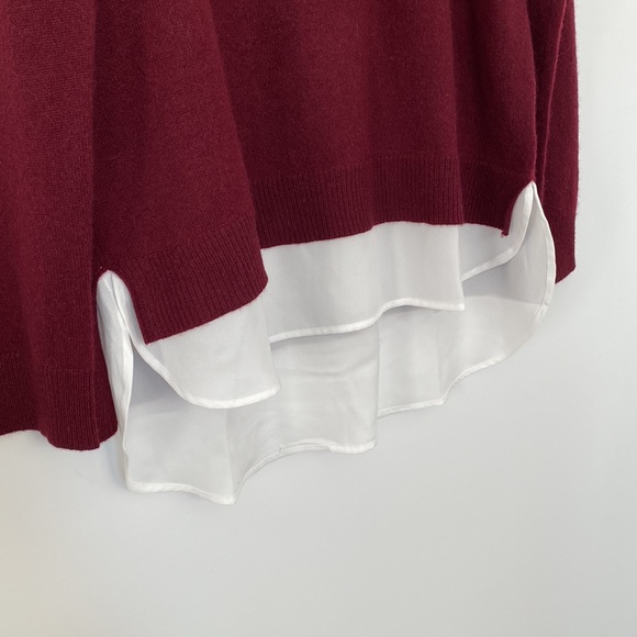 Charter Club Luxury Cashmere Jewel Burgundy White Layer Knit Sweater - Picture 4 of 16